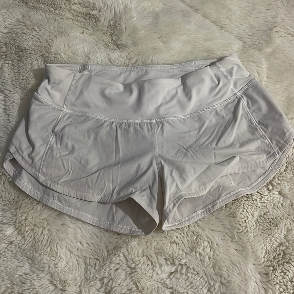 White Lulu Lemon speed-up sport shorts